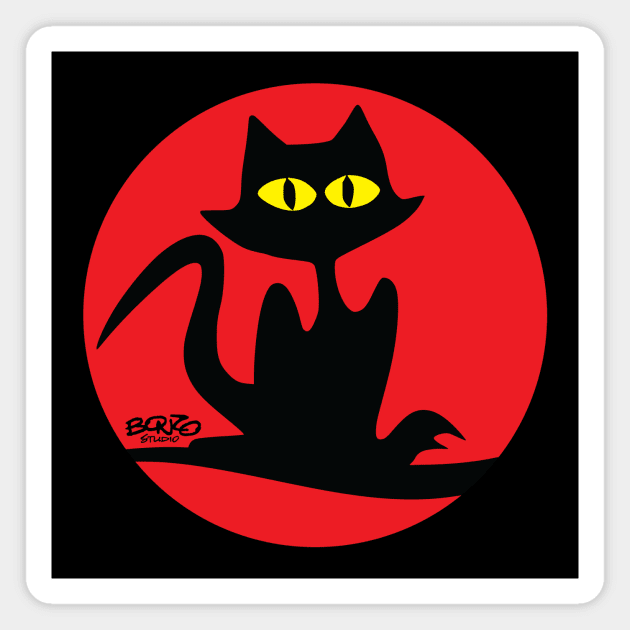 Cat on Red 1 Magnet by BonzoTee